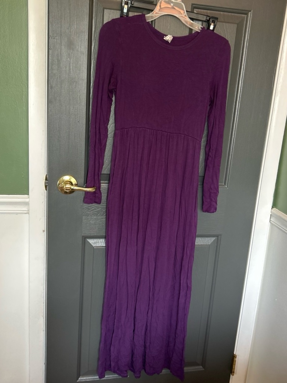 Women's Long Sleeve Maxi Dress in Plum
